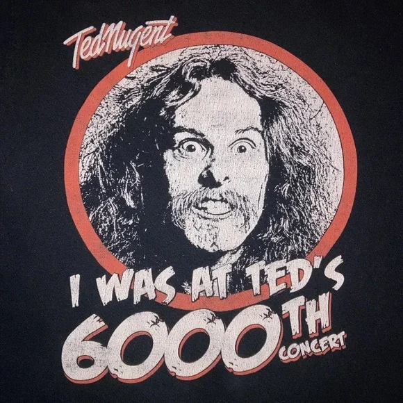 Ted Nugent 6000th Detroit Rock Tee Concert 2008 Black T-Shirt Size L Men’s Faded - Picture 4 of 9